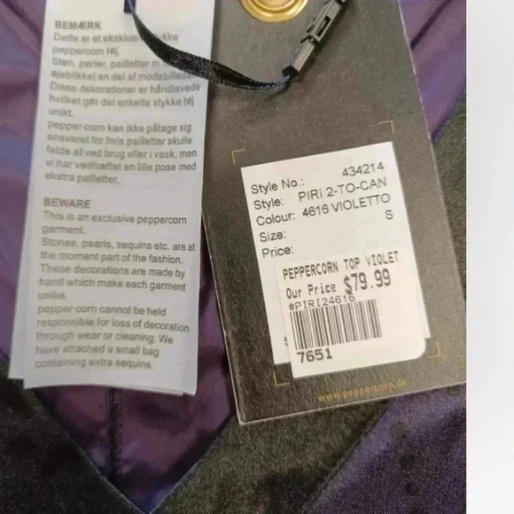 Peppercorn Purple & Black Beaded  Sequins Sleeveless Top Size Small - Picture 6 of 9